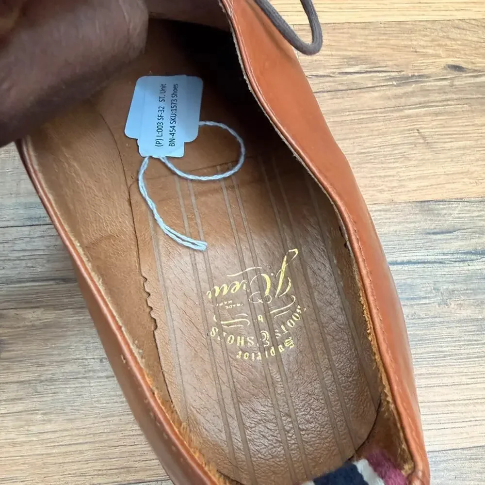 J Crew Oar Stripe Men's Size 13 Brown Leather Derbys Dress Shoes